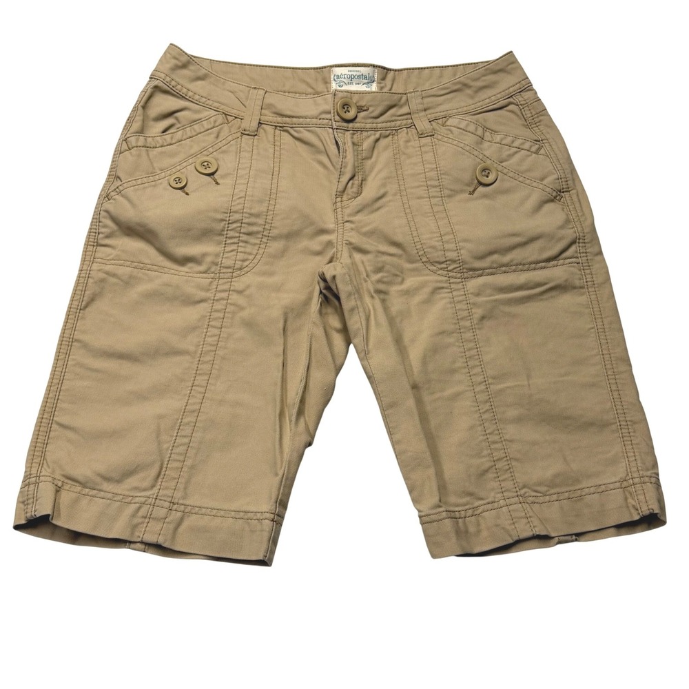 Aeropostale Womens Cargo Shorts Khaki Vintage Size 9/10 Cotton‎ Y2K Utility